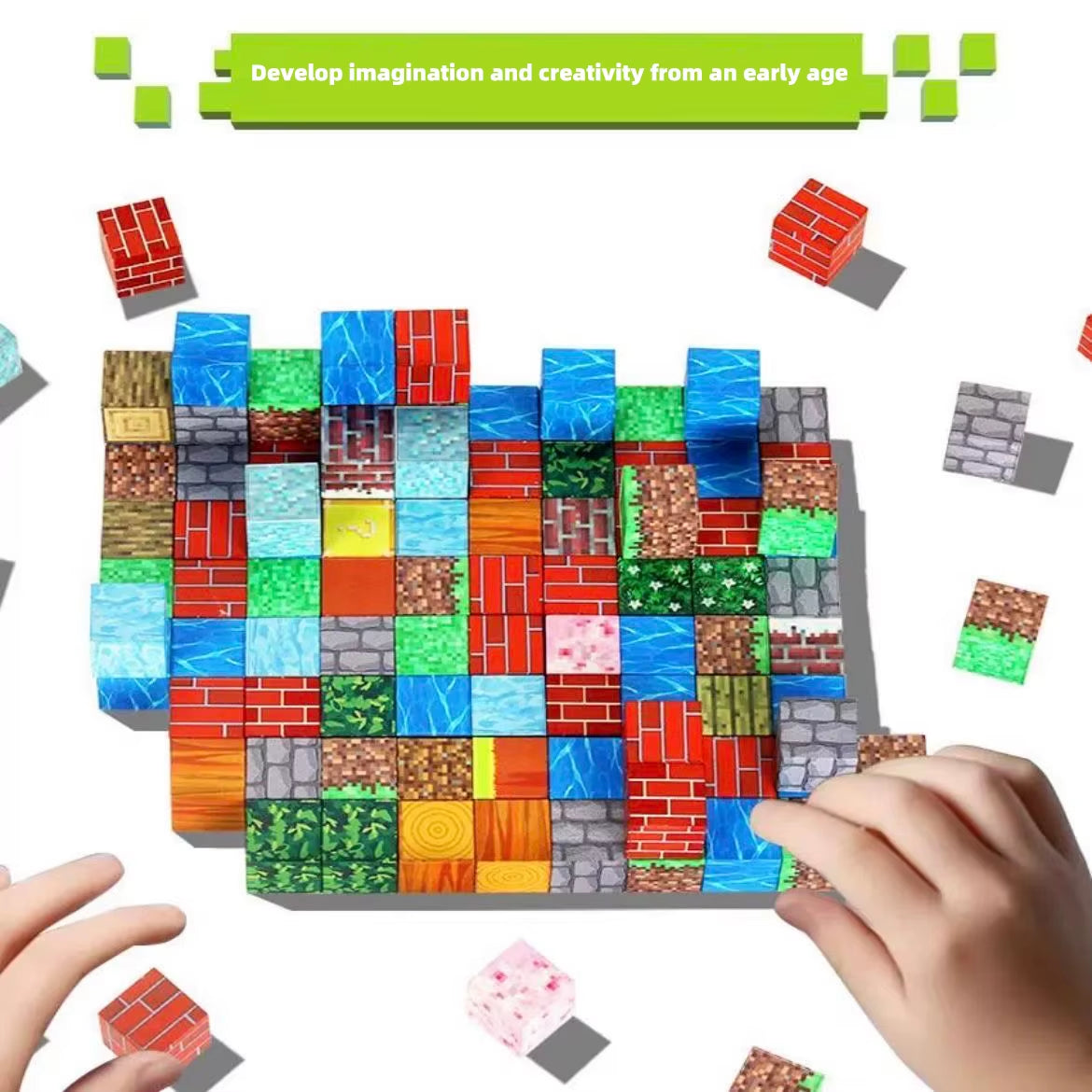 TNT Building Block Storage Box, Magnetic Building Blocks Toy, Building Block Set, Children'S DIY Assembly Toy Building Blocks,
