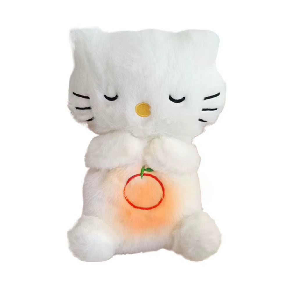 Cute Animal Baby Sound Machine with Music Lights Rhythmic Breathing Motion Comfort Doll Plush Stuffed Animal for Newborn Infants