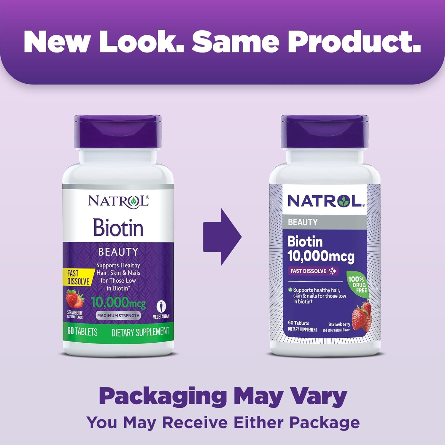 Biotin 10000Mcg, 4X Faster Dissolve Supplement for Healthy Hair, Skin and Nails for Those Low in Biotin, plus Energy Metabolism Support, 60 Tablets, up to a 60 Day Supply