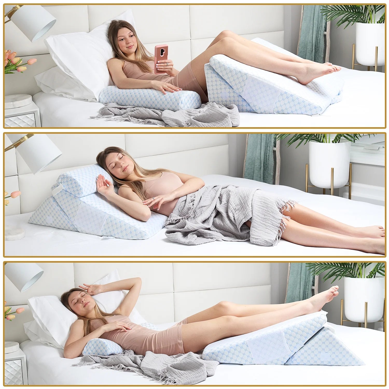 Memory Foam Adjustable Wedge Cervical Pillows, with Cooling Pillow Cover