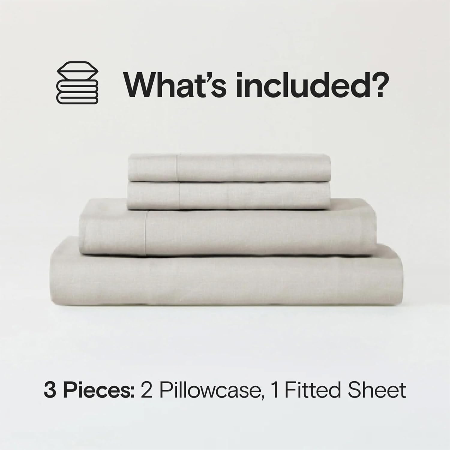 Stone Washed Organic French Linen Bed Sheet Set, GOTS Certified Organic, Best Cooling Linen Sheet Award by Sleep Foundation, 3 Piece - 2 Pillowcases and 1 Fitted Sheet (Fog, Cal King)