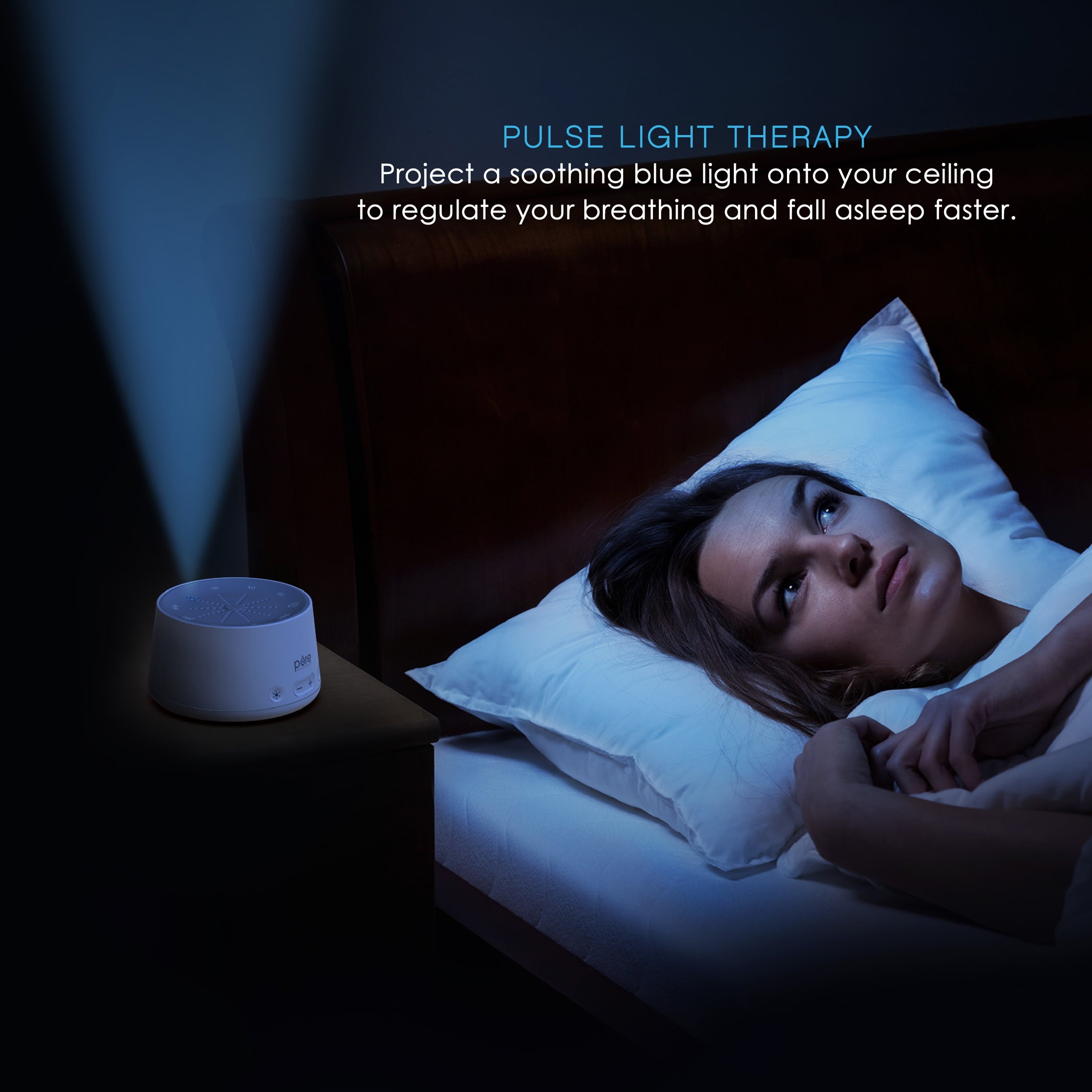 DOZE Sound Machine and Sleep Therapy Light - 6 Soothing Sounds, Relaxing Pulse Light, Auto Sleep Timer, and Built-In USB Charger - All-Natural Sleep Aid and Stress Reliever