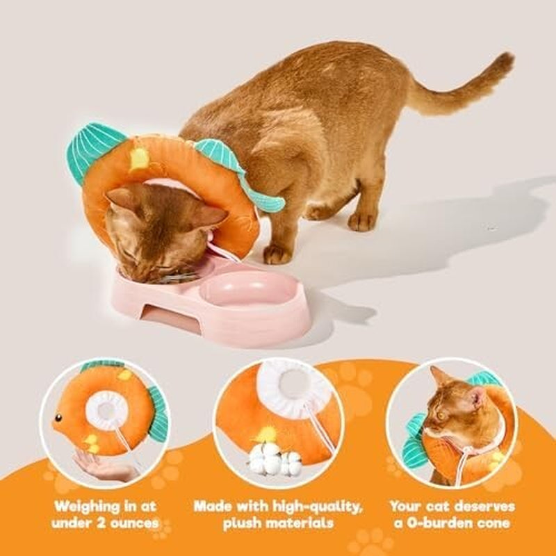 Cat Cone, Adjustable Cat Recovery Collar, Extra Soft Cat (Goldfish, M)