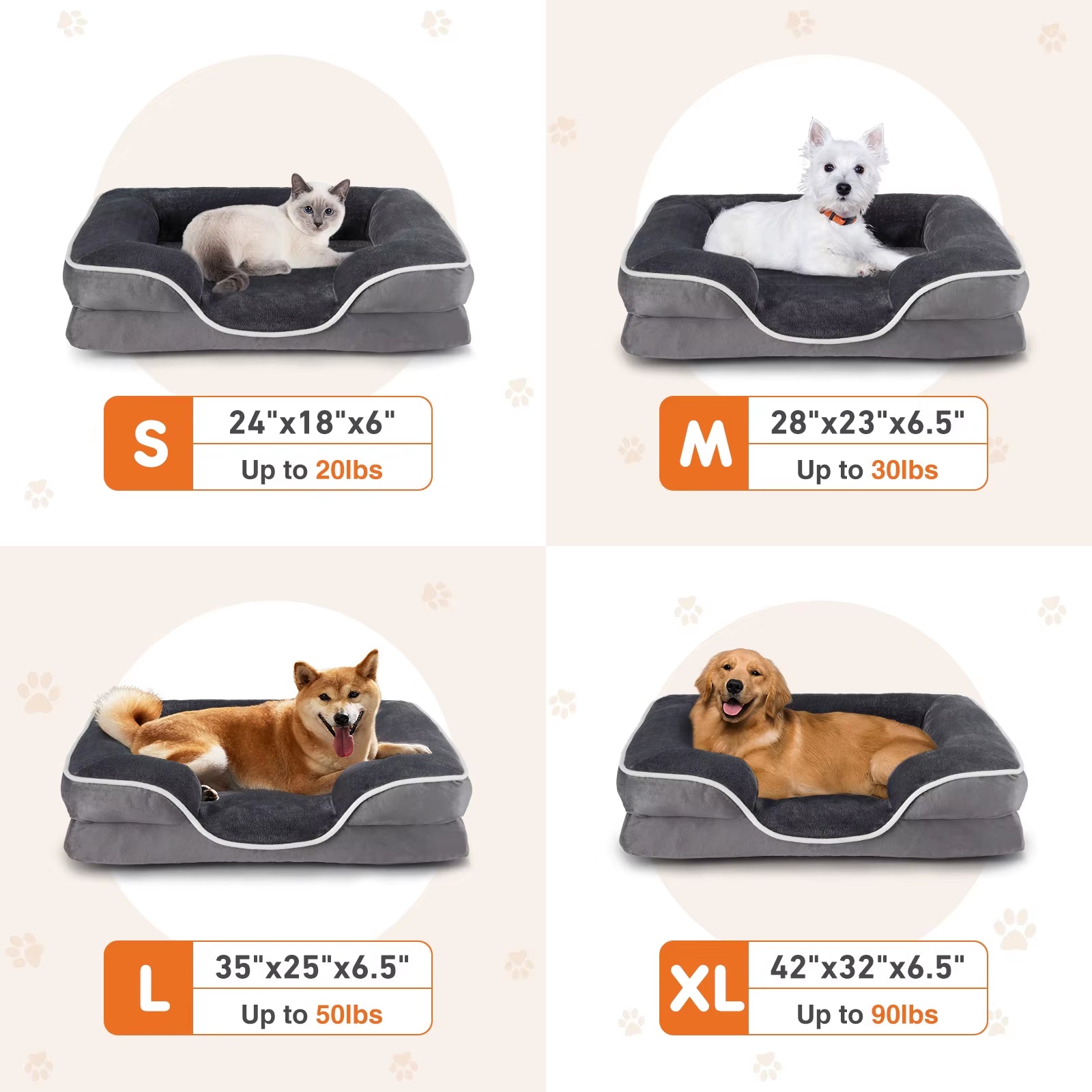Orthopedic Dog Bed Memory Foam Pet Bed for Small Dogs & Cats with Washable Removable Cover Non-Slip Base Waterproof Liner