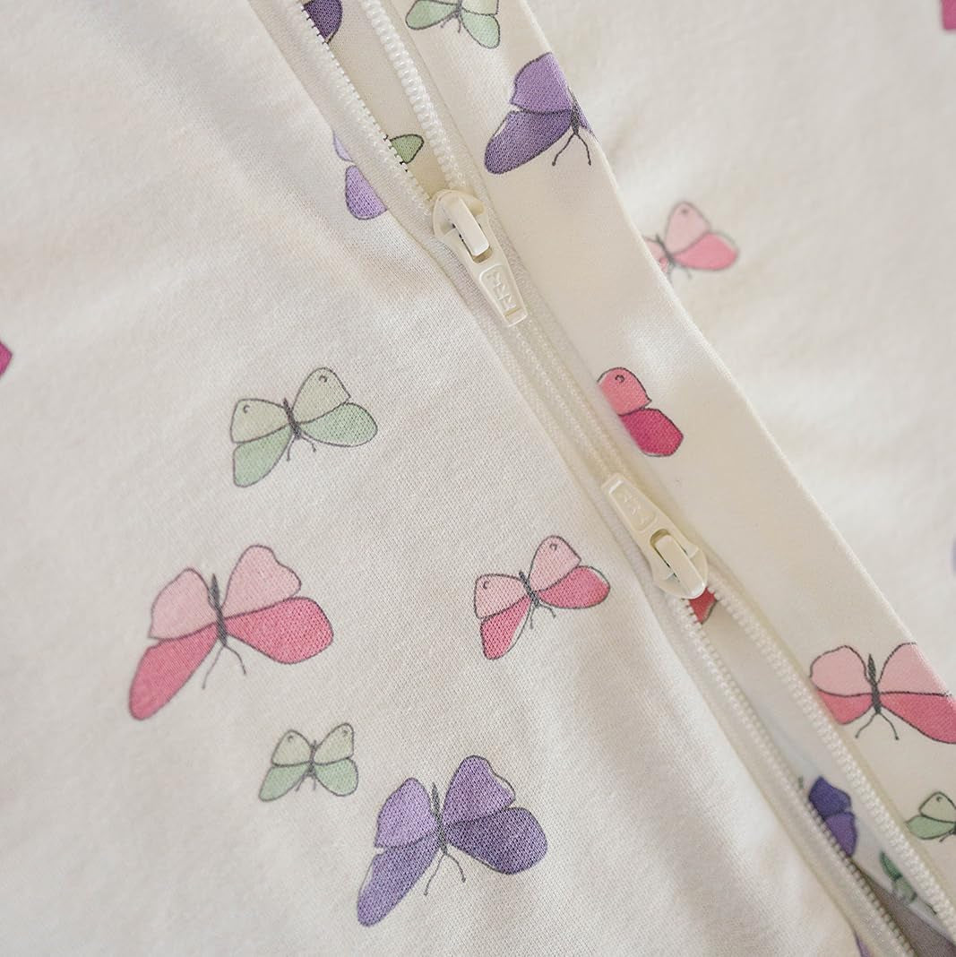 4 Season Baby Sleeping Sack with Feet, Merino Wool and Organic Cotton Walker Sleep Sack, Toddler Sleeping Bag, 18-36M, Butterfly
