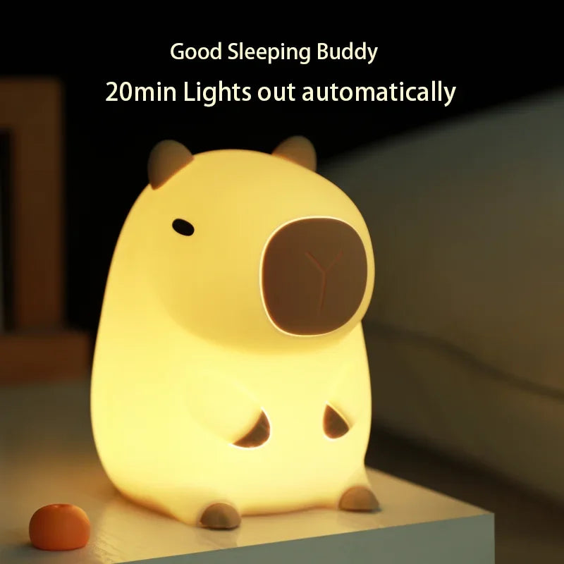 Cute Cartoon Capybara Night Light Silicone Animal Lamp USB Rechargeable Timing Dimming Sleep Night Lamp for Children'S Gifts