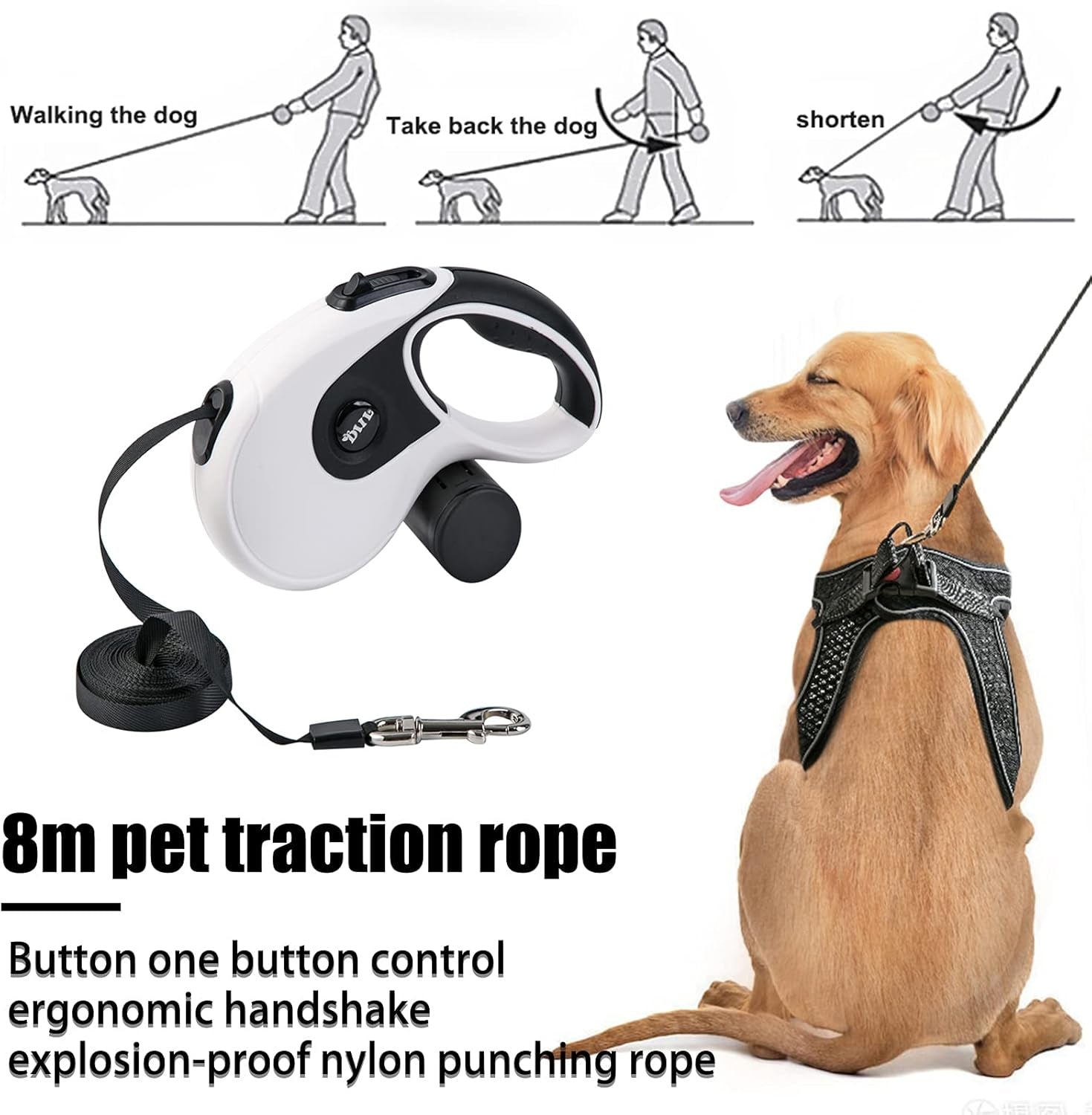No Pull Dog Harness Handle Puppy Harness and Leash Set Dog Harness for Small Medium Large Dogs No Pull 5M/16.4Ft Leash No-Choke Dog Vest S/M/L/XL