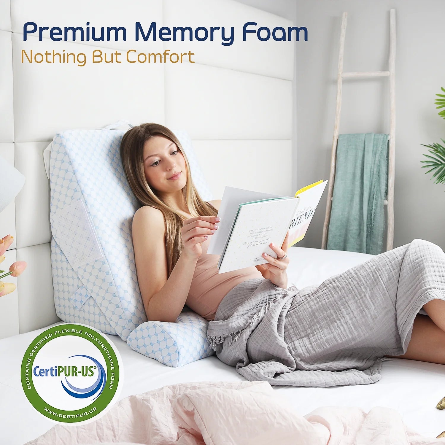 Memory Foam Adjustable Wedge Cervical Pillows, with Cooling Pillow Cover