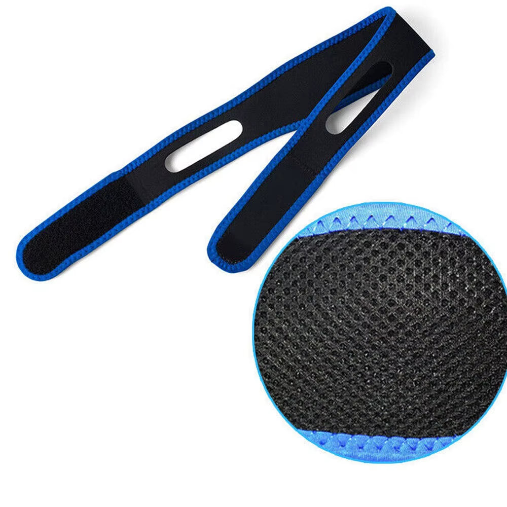 Anti Snore Aid Stop Snoring Strap Sleep Apnea Belt Jaw Solution Chin Support Apnea Belt Snore Stopper Sleep Aids Blue