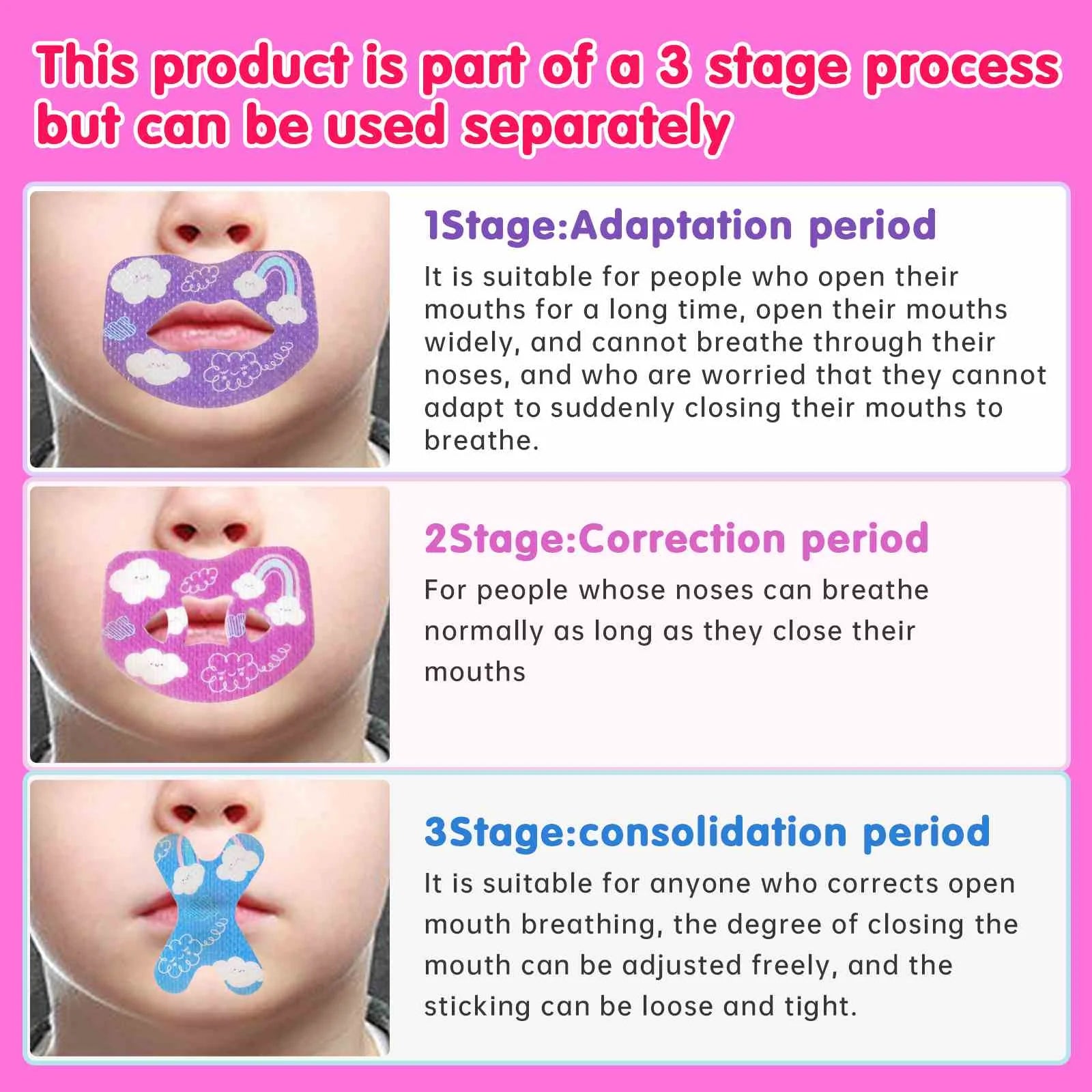 60PCS Little Sleep Strips Mouth Tape for Nasal Breathing,Latex Free and Safe,3 Shapes