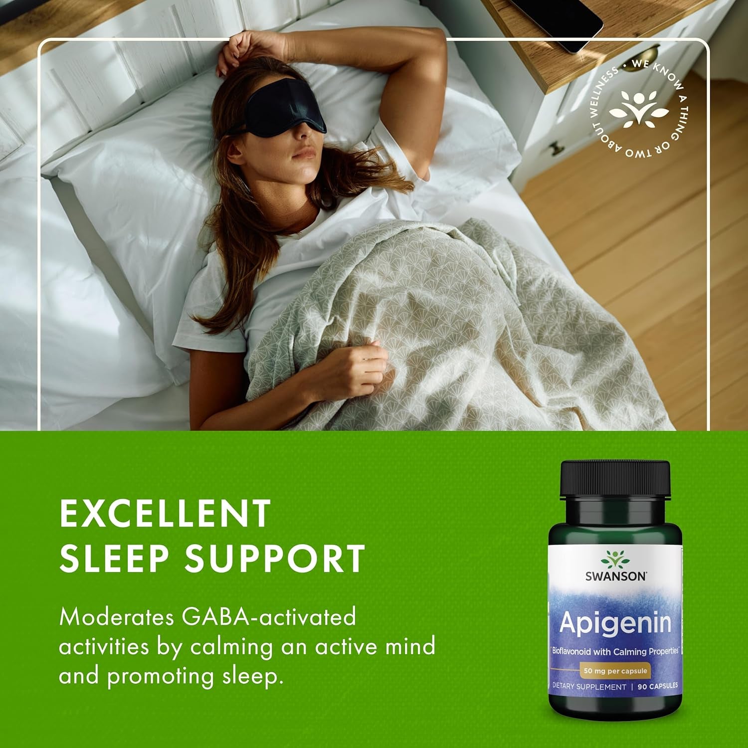 Apigenin Supplement, 50Mg Capsules (90 Count), Helps Promote Sleep, Stress Relief & Overall Men'S Health