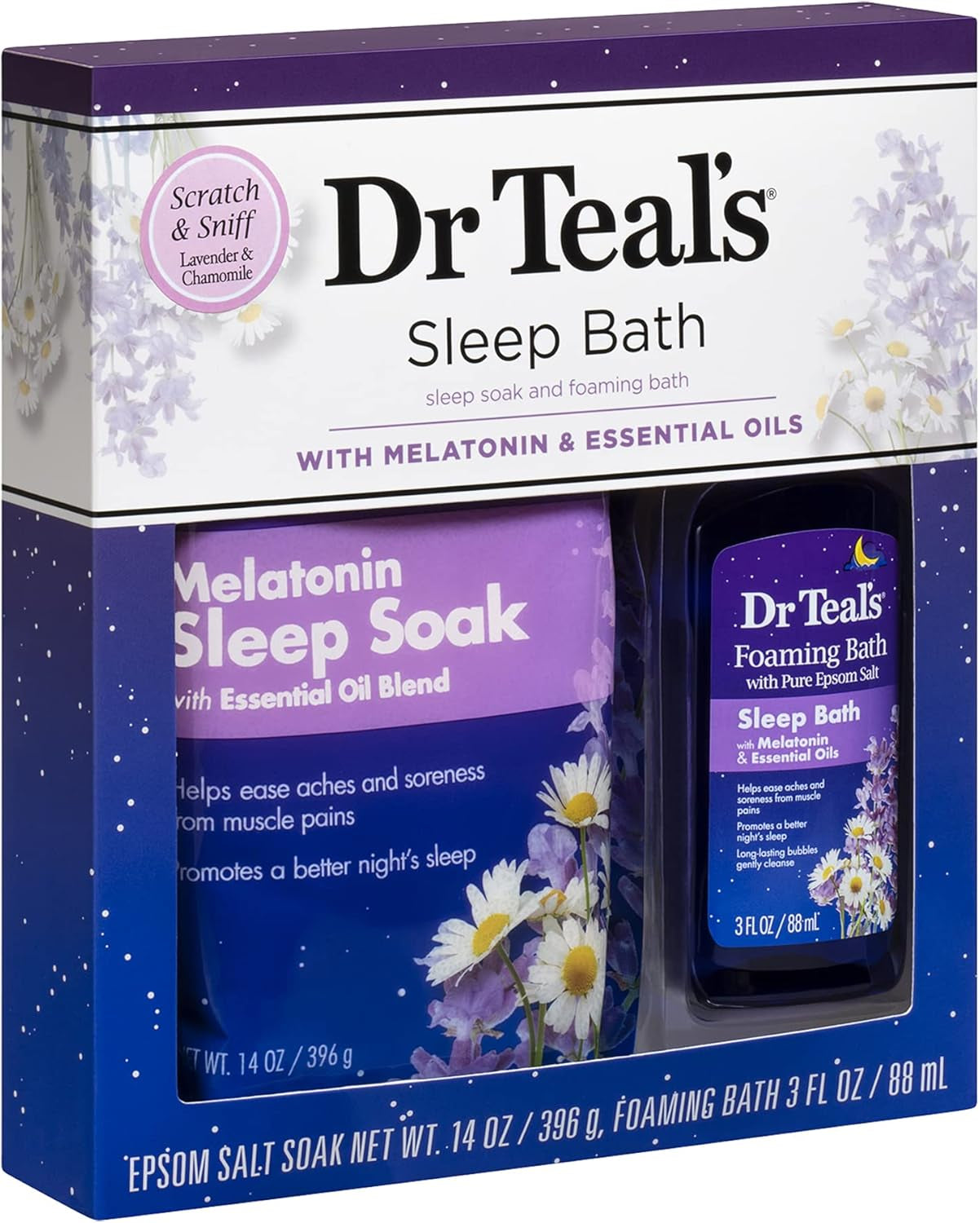 Melatonin Sleep Soak Epsom Salt Solution and Foaming Bath Gift Set
