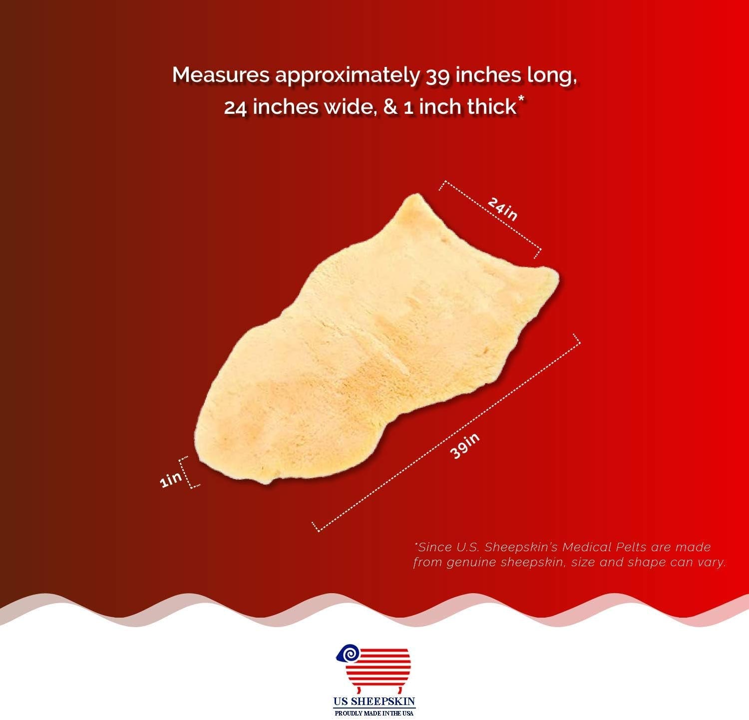 Medical Sheepskin Pelt Pads for Bedsores and Pressure Sores, Large Size (38” X 24” X 1”)