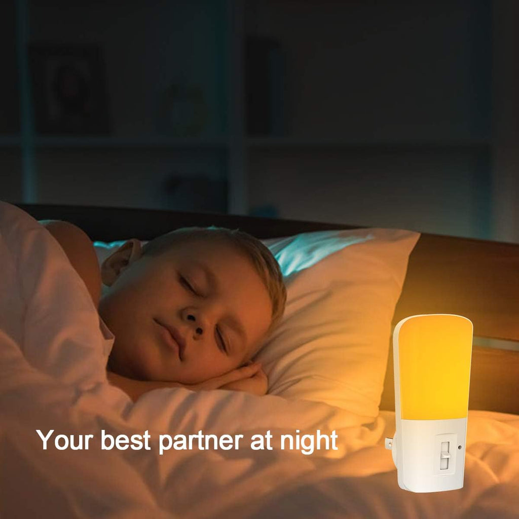 Katalamp LED Amber Night Light with Sleep Aid, No Blue Light, Dusk to Dawn Sensor, Wall Plug in Night Lights, 5-80LM Night Light for Bedroom, Hallway, Kitchen, Stairway, Nursery 2 Pack
