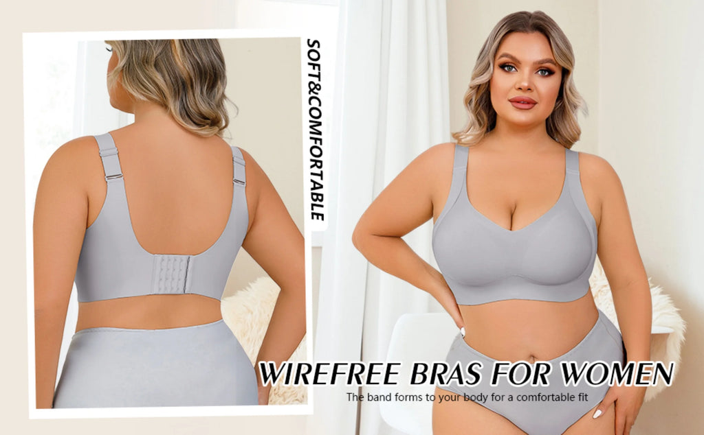 plus Size Everyday Bras for Women Full Coverage Soft Sleep Wirefree Bras New Upgrade
