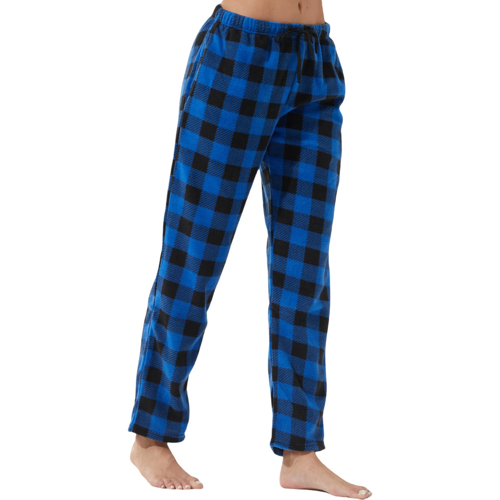 Women Comfy Fleece Plaid Pajama Pants for Sleep Size M