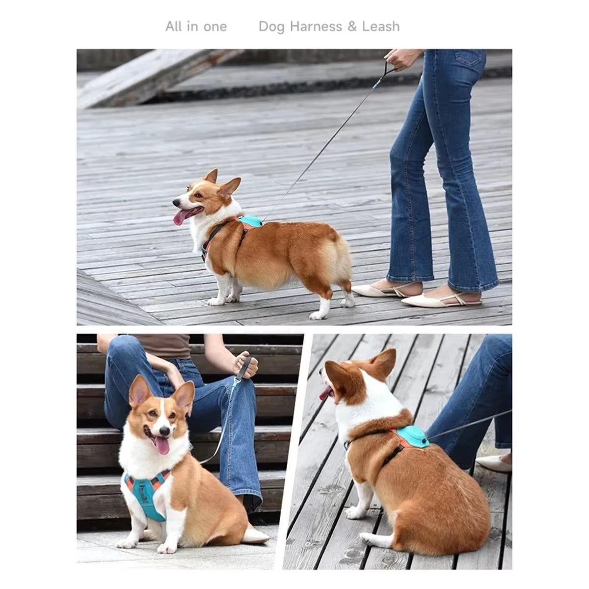 2-In-1 No Pull Dog Harness with Retractable Leash,Automatic anti Burst Impact Function,Adjustable Breathable Dog Vest,S B20
