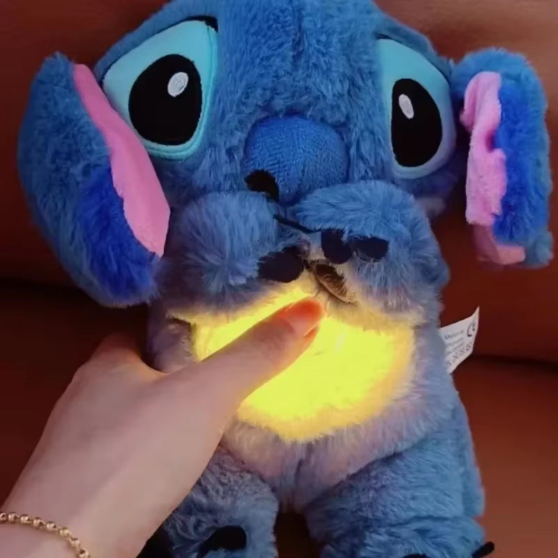 Stitch Anime Plush Doll with Lighting Music Airbag Kawaii Appease Toy Baby to Soothe Sleep Peluche for Kids Gift