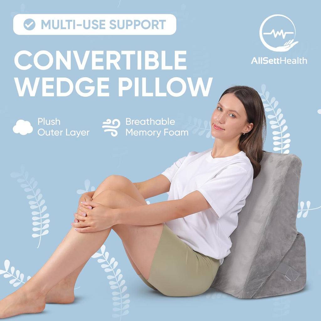 Allsett Health Adjustable Bed Wedge Pillow for Sleep Apnea, 7 in 1 Body Position