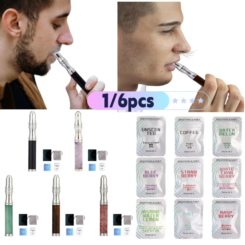 6Pcs Quit Smoking Smokeless Preferred Infused Essential Oil Flavors Anxiety Relief Aromatherapy Artifact Device Replace Stick