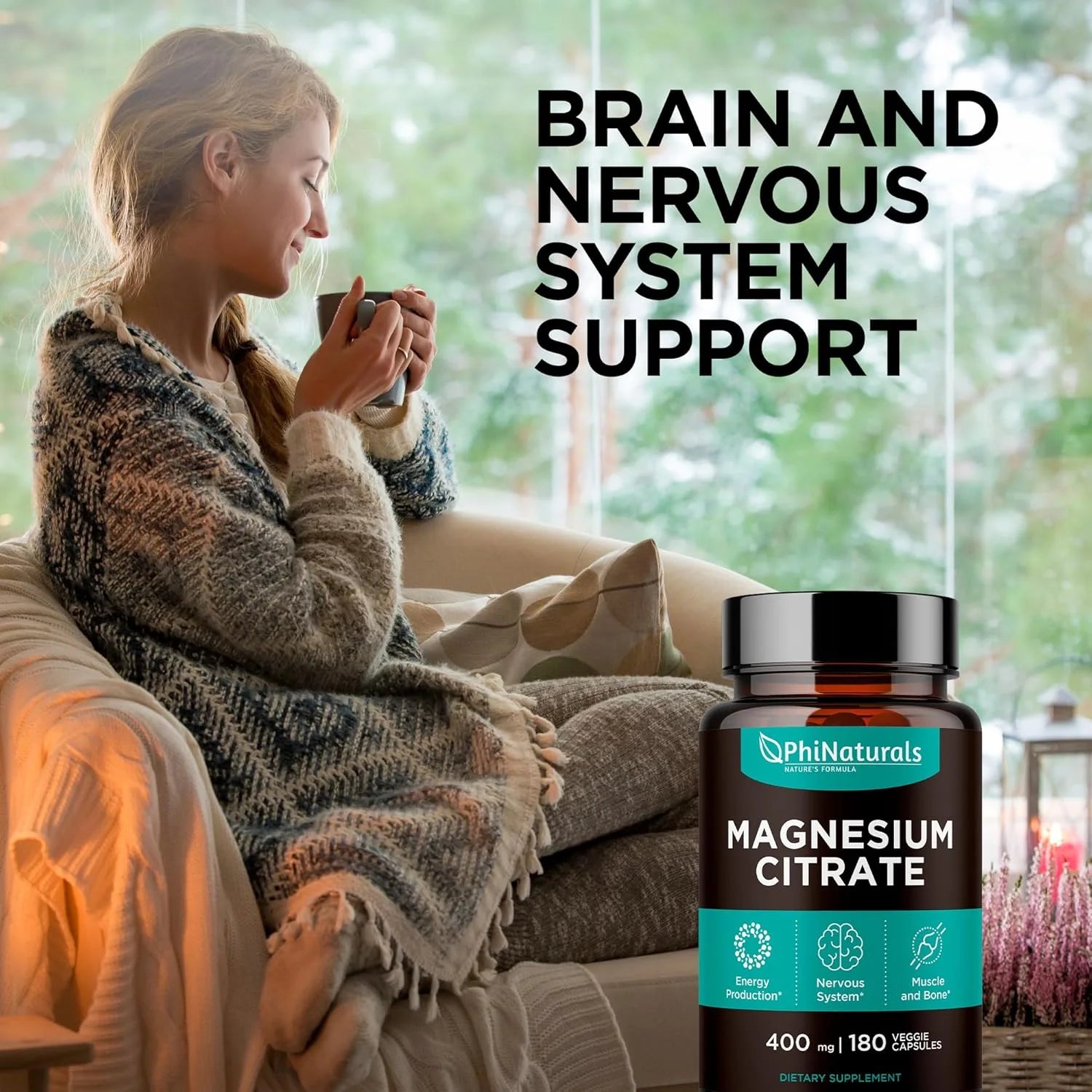 Magnesium Citrate 400Mg Supplement 180 Capsules by