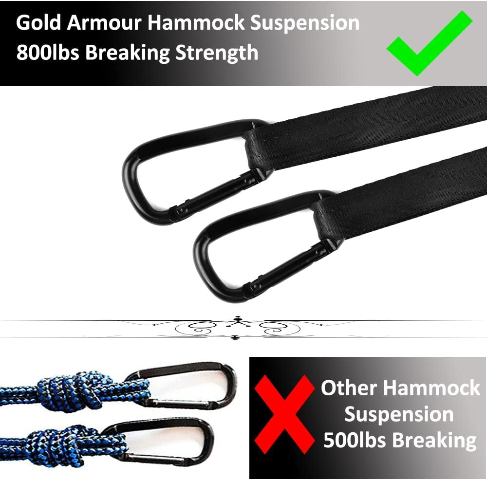 XL Double Camping Hammock - Portable Outdoor and Indoor Accessory with Tree Straps, USA Brand (Black and Gray)