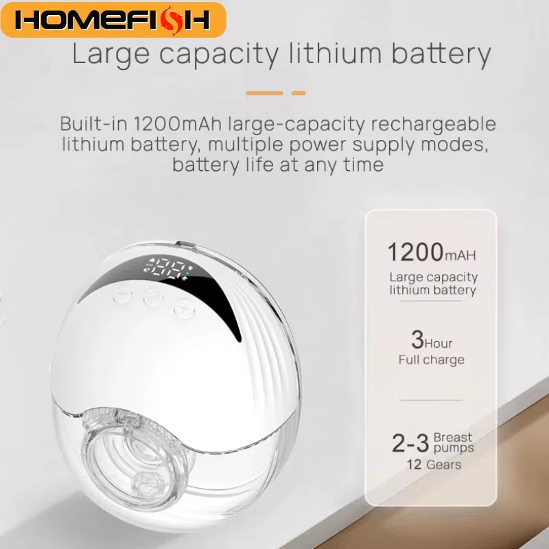 Wearable Electric Breast Pump Hands Free Electric Portable Breast Pump Bpa-Free with LED Display 4 Modes & 12 Levels