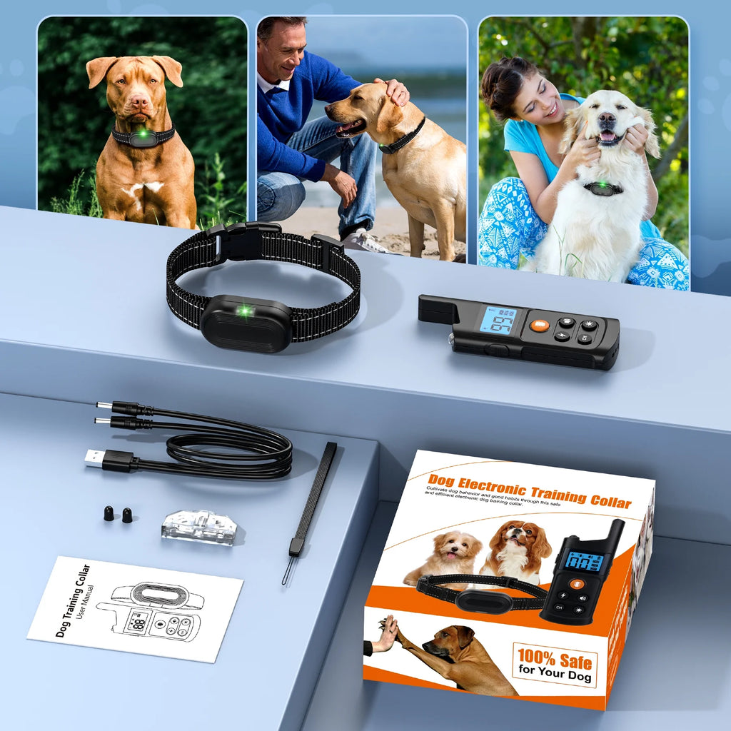 Dog Training Collar - Dog Shock Collar with Remote IP68 Waterproof for Small Medium Large Dogs (15 - 100 Lbs)- 3 Safe Training Modes, 2600 Ft Rechargeable Romote Dog Collars