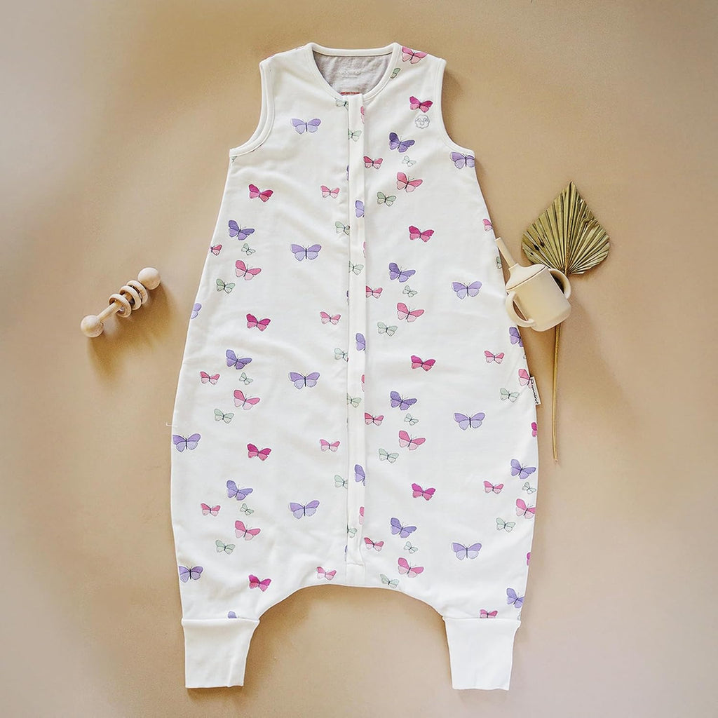 4 Season Baby Sleeping Sack with Feet, Merino Wool and Organic Cotton Walker Sleep Sack, Toddler Sleeping Bag, 18-36M, Butterfly