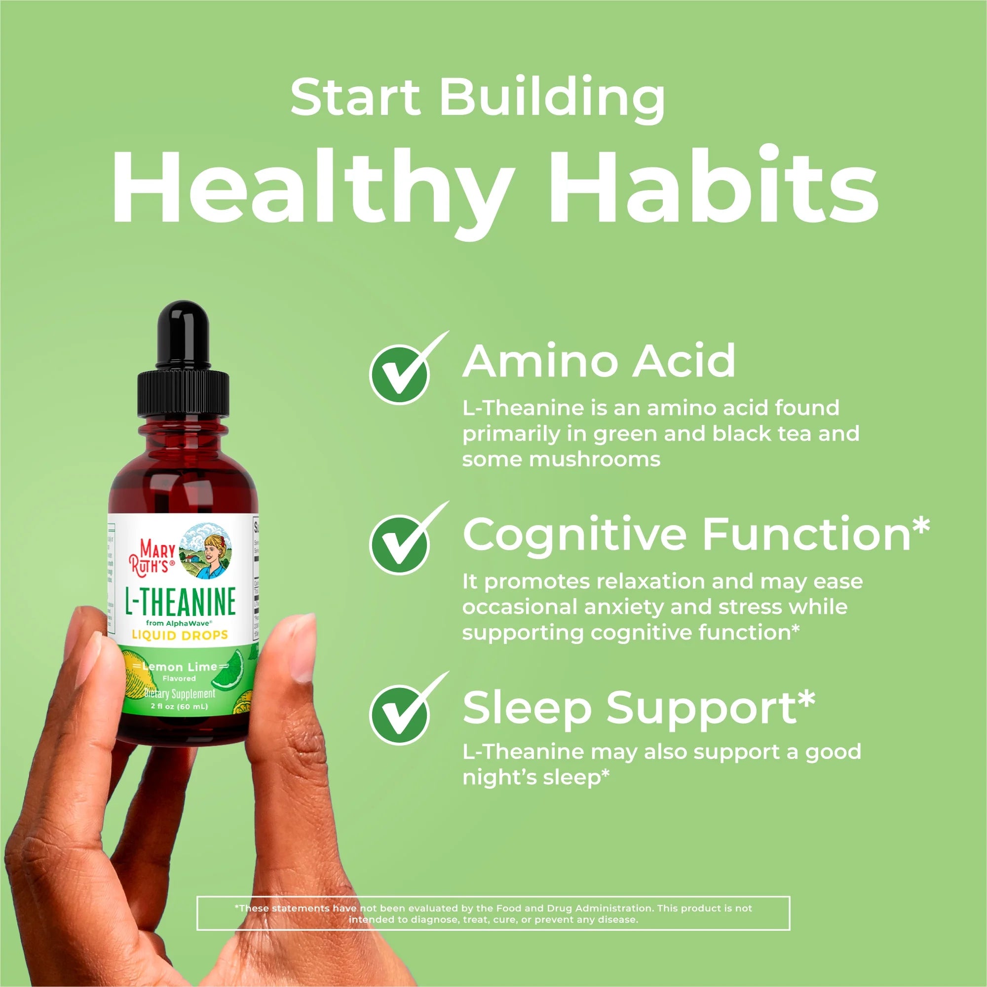 L-Theanine 200Mg Liquid Drops, Stress Relief Supplement, Vegan, 30 Servings