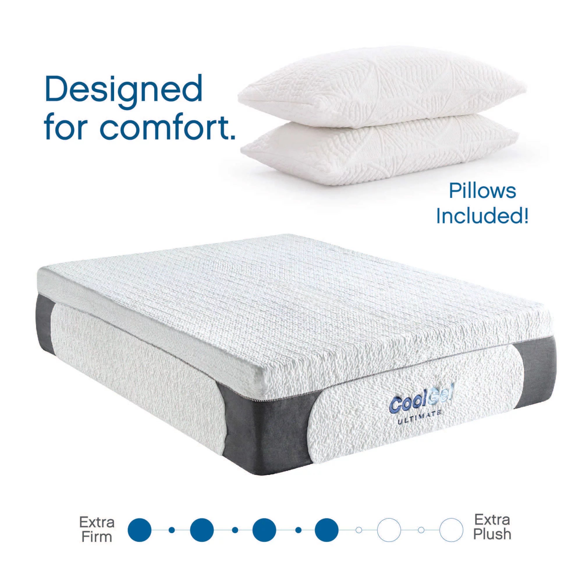 14" King Medium Tight Top Gel Memory Foam Mattress with 2 Bonus Pillows
