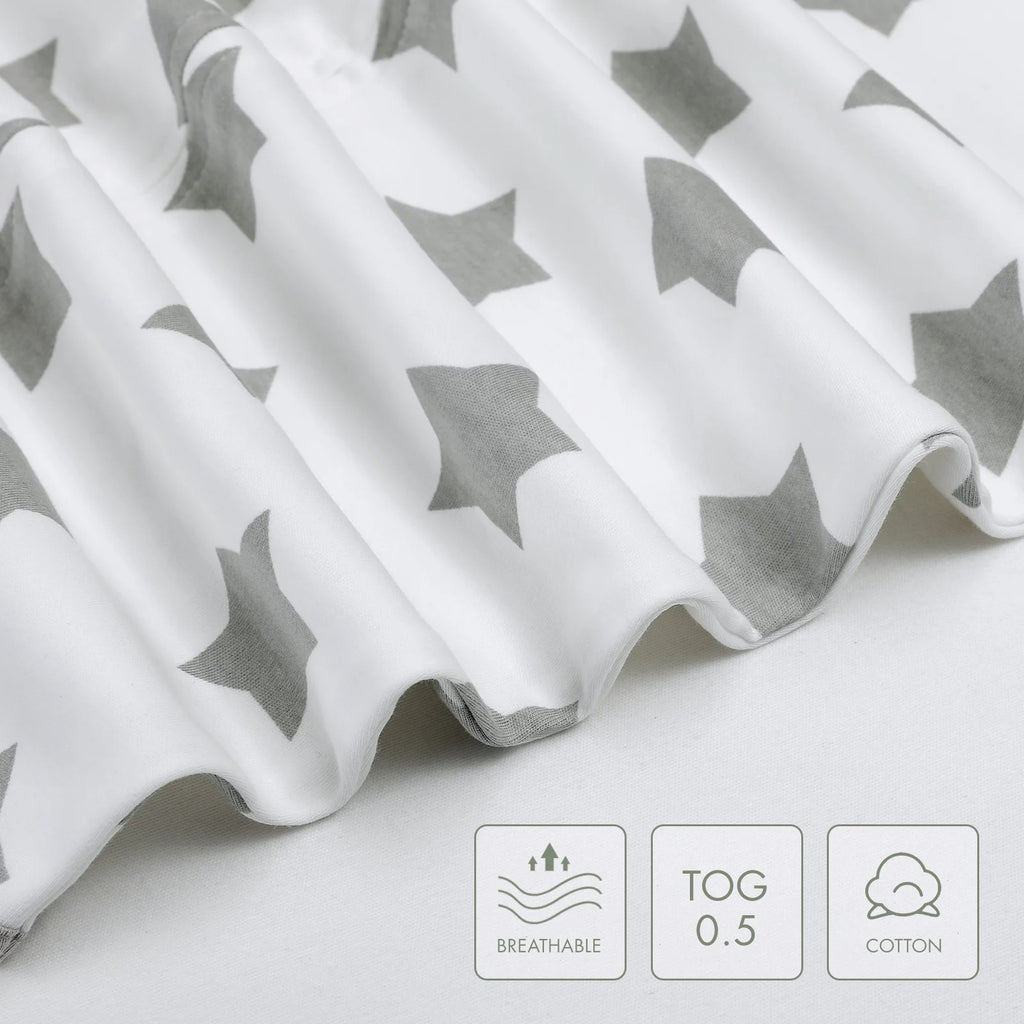 Sleep Sack Organic Cotton Wearable Blanket for Infants Boys Girls, Toddler Sleep Bag with 2-Way Zipper, Grey Planet and Star, Large (12-18 Month)