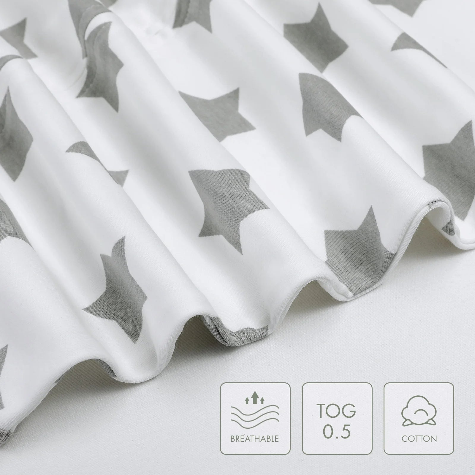 Sleep Sack Organic Cotton Wearable Blanket for Infants Boys Girls, Toddler Sleep Bag with 2-Way Zipper, Grey Planet and Star, Large (12-18 Month)