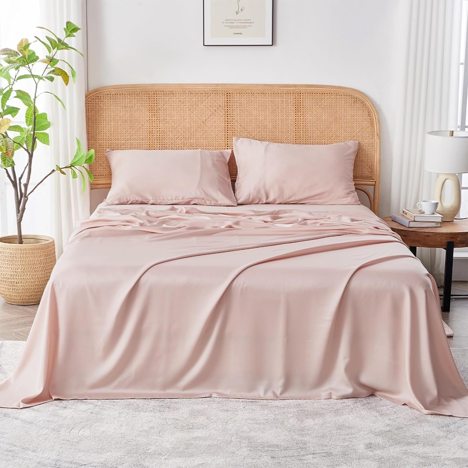 Airyweight Tencel Sheet Set, 100% Lyocell Derived from Eucalyptus, Buttery Soft, Architectural Digest 2022 Best Cooling Sheets Winner, 1 Top Sheet Only (Blush, Twin/Twin XL)