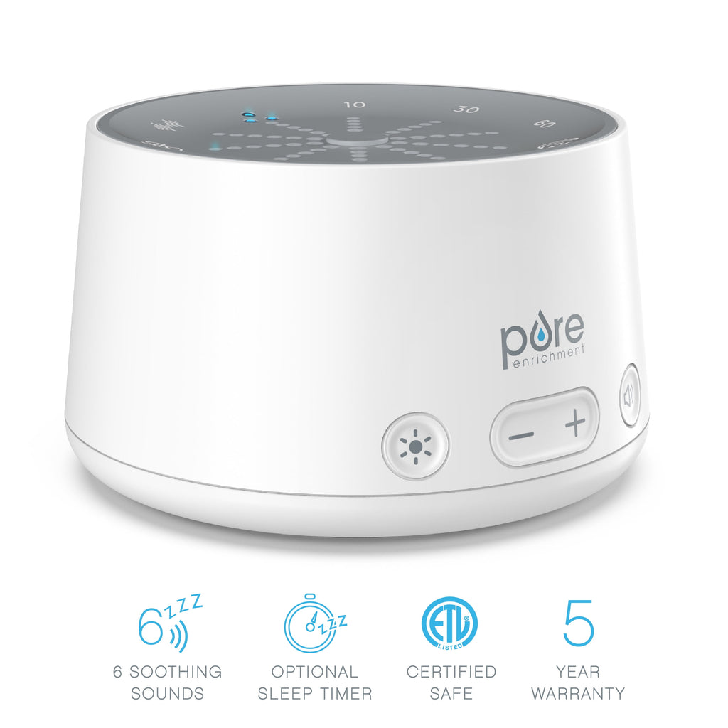 DOZE Sound Machine and Sleep Therapy Light - 6 Soothing Sounds, Relaxing Pulse Light, Auto Sleep Timer, and Built-In USB Charger - All-Natural Sleep Aid and Stress Reliever
