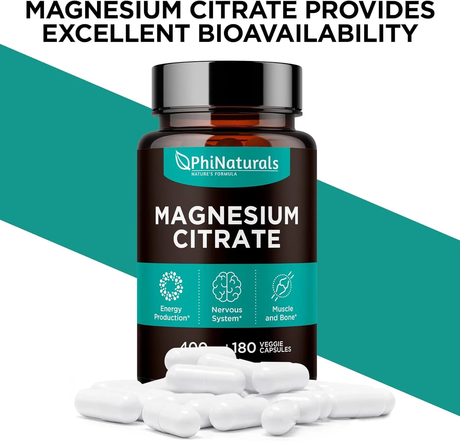 Magnesium Citrate 400Mg Supplement 180 Capsules by