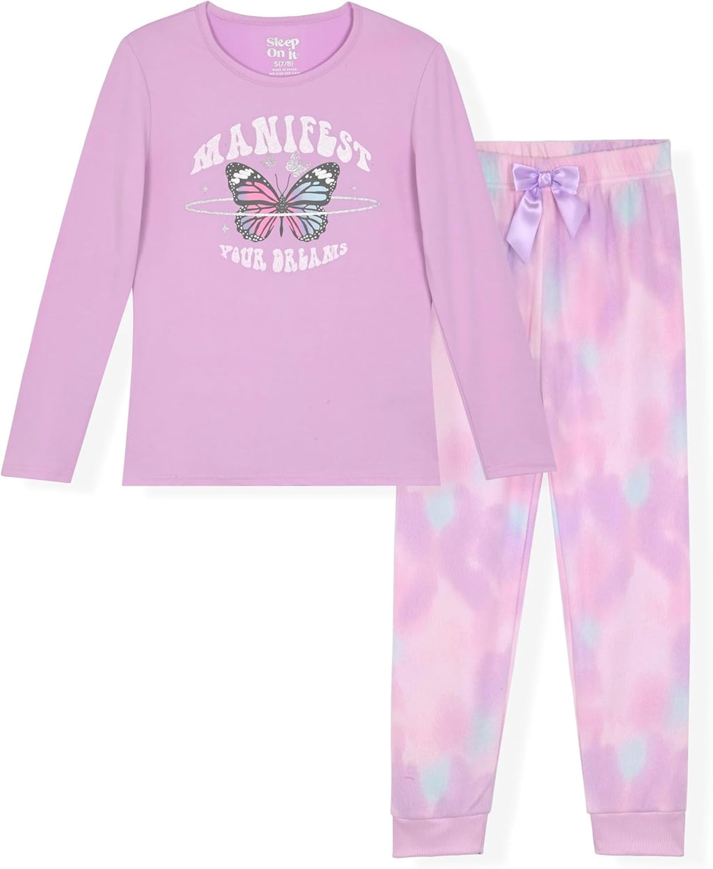 Girls Fleece Pajama Set Long Sleeve Tops & Fleece Pants Soft Kids Sleepwear Multipack Cute Prints Sizes 4-14