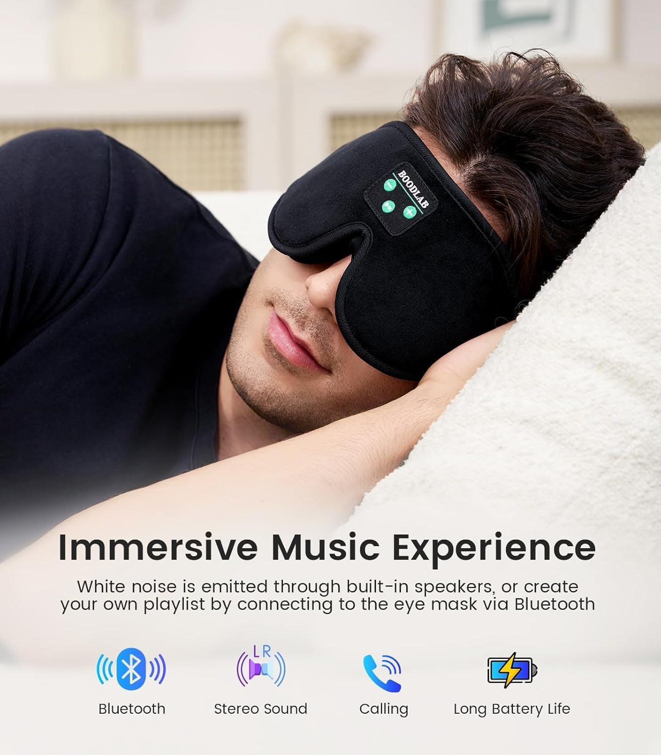 Bluetooth Sleep Mask,  Sleep Mask with Bluetooth Headphones, Sleeping Headphones for Side Sleepers Travel Yoga, Cool Tech Gadgets Unique Gift for Valentine'S Mother'S Day Birthday Christmas