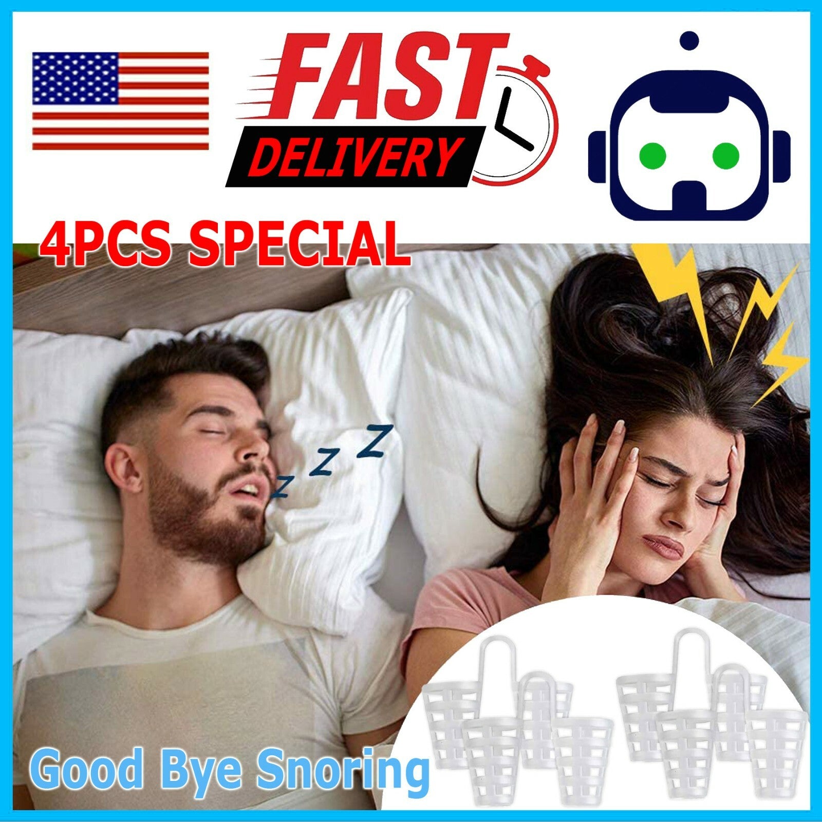 4PCS anti Snore Nose Clip Stop Snoring Stopper Device Sleep Aids Cones Vent