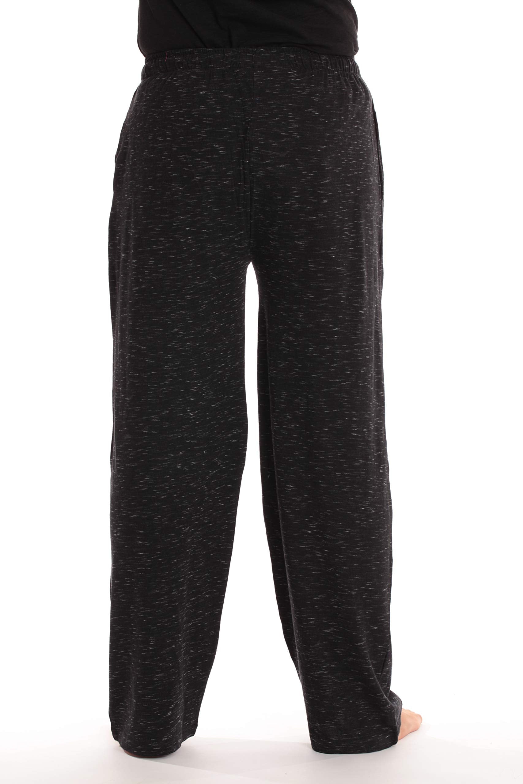 Mens Pajama Pant – Jersey Knit Sleep Pant (Black Marled, X-Large)