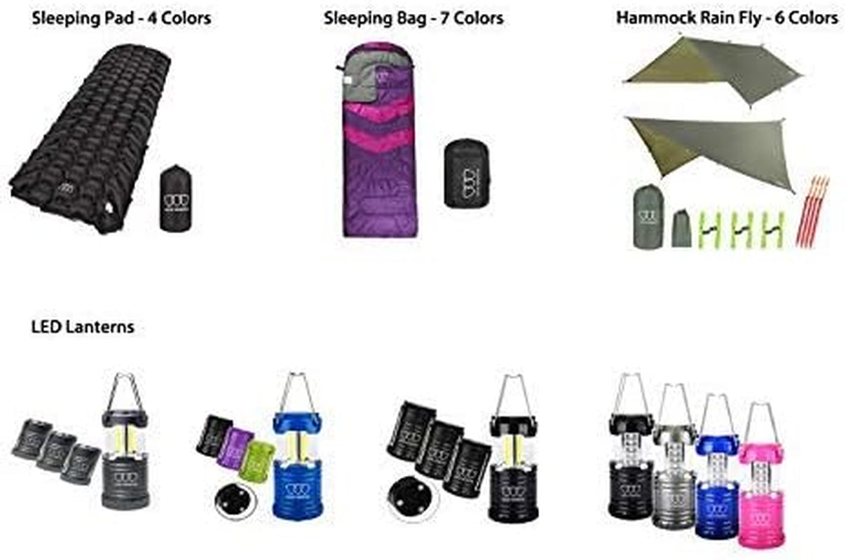 XL Double Camping Hammock - Portable Outdoor and Indoor Accessory with Tree Straps, USA Brand (Black and Gray)