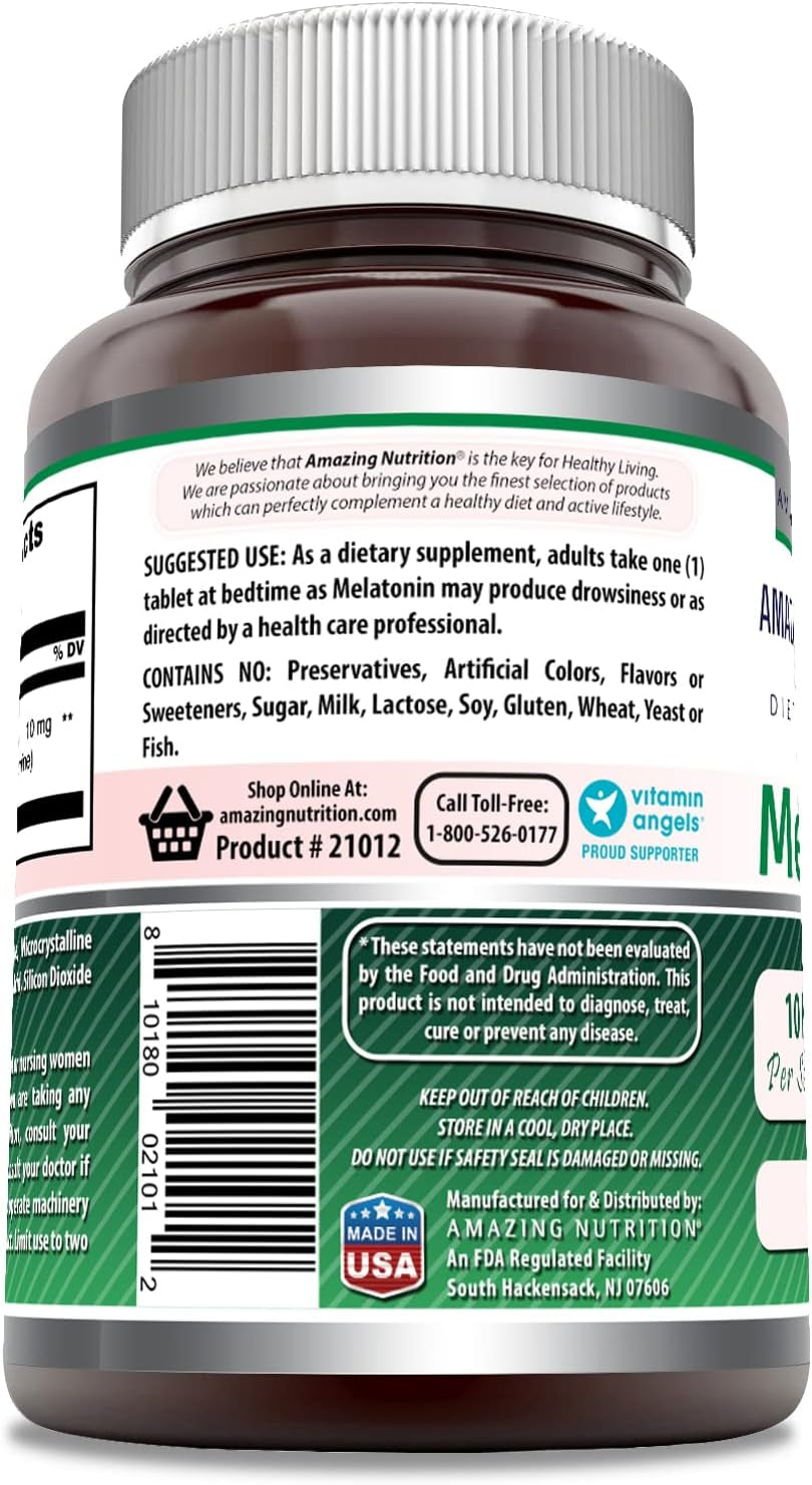 Amazing Formulas Melatonin 10 Mg Supplement | Tablets | Non-Gmo | Gluten-Free | Made in USA (1 Pack | 120 Count)