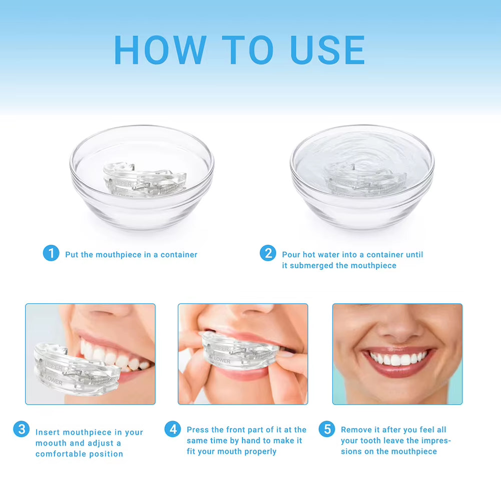 Portable anti Snore Mouth Guard with Storage Box Teeth Grinding Splint Snoring Reduction Improve Sleep Quality
