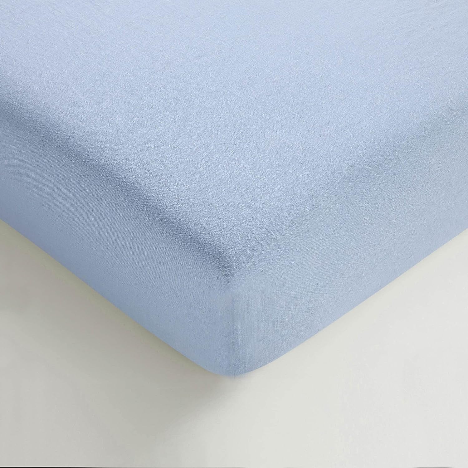 Stone Washed Organic French Linen Bed Sheet Set, GOTS Certified Organic, Best Cooling Linen Sheet Award by Sleep Foundation, 1 Flat Sheet Only (Sky, Full/Queen)