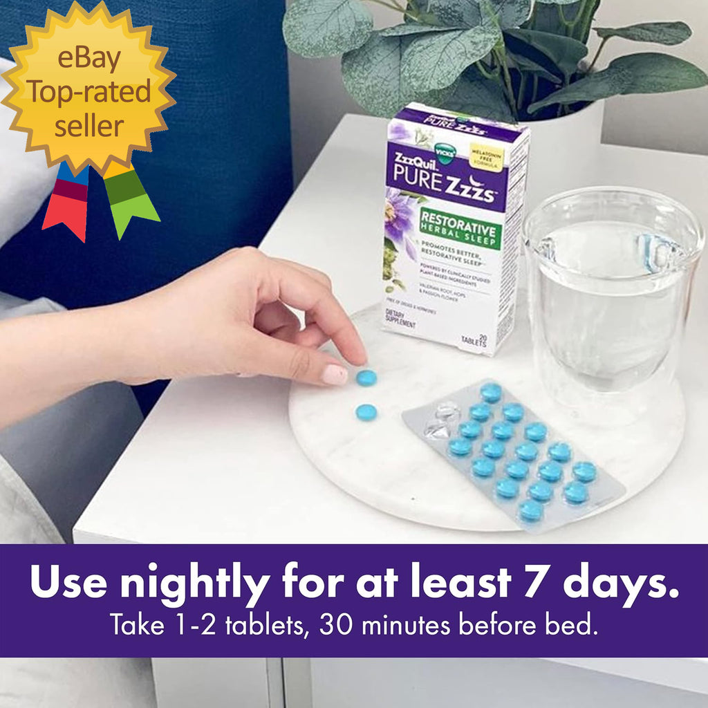 PURE Zzzs Restorative Herbal Sleep Tablets Free of and Hormones