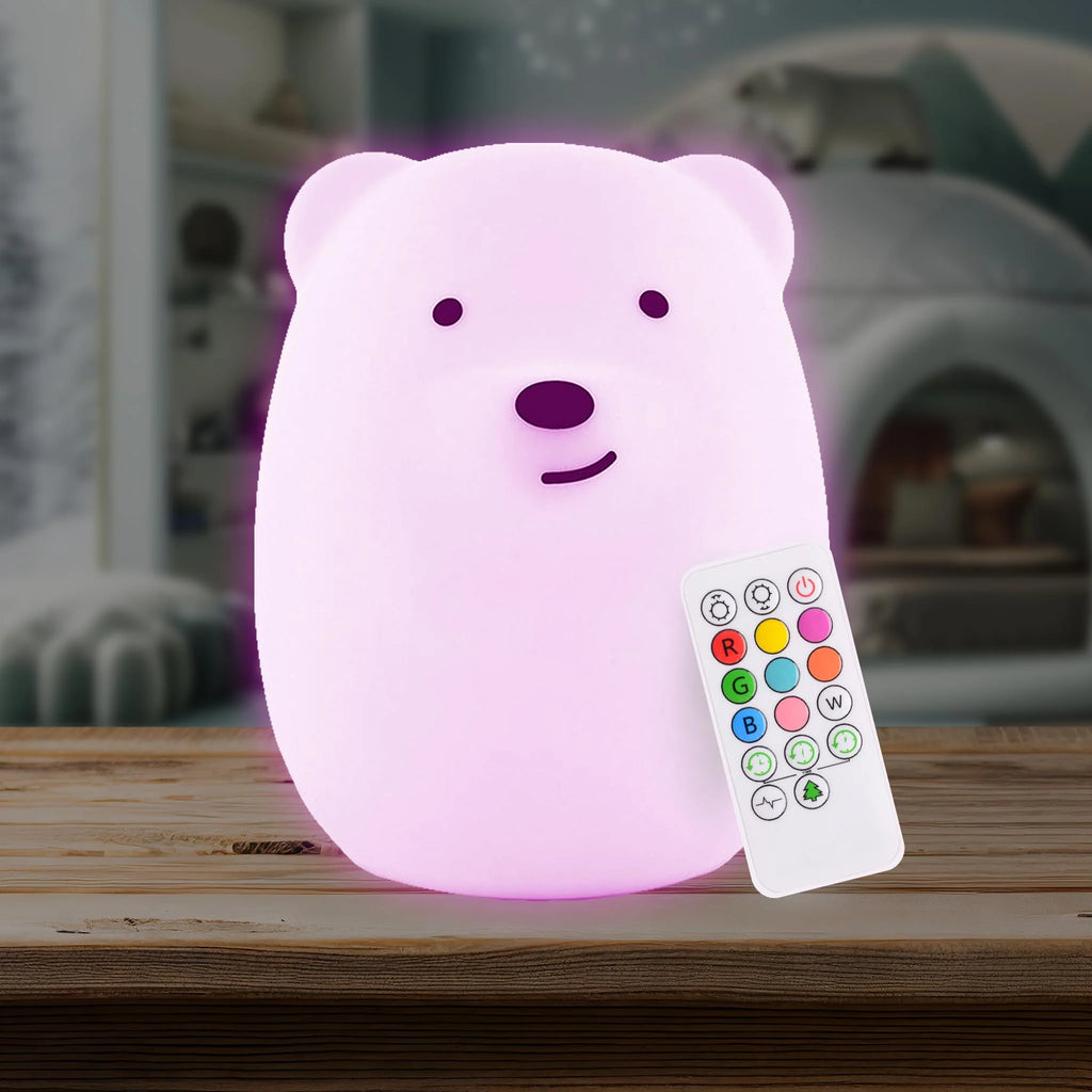 Nursery Nightlight: Bear-Shaped Baby Nightlight - Rechargeable with Remote Bed, Sleep, Crib