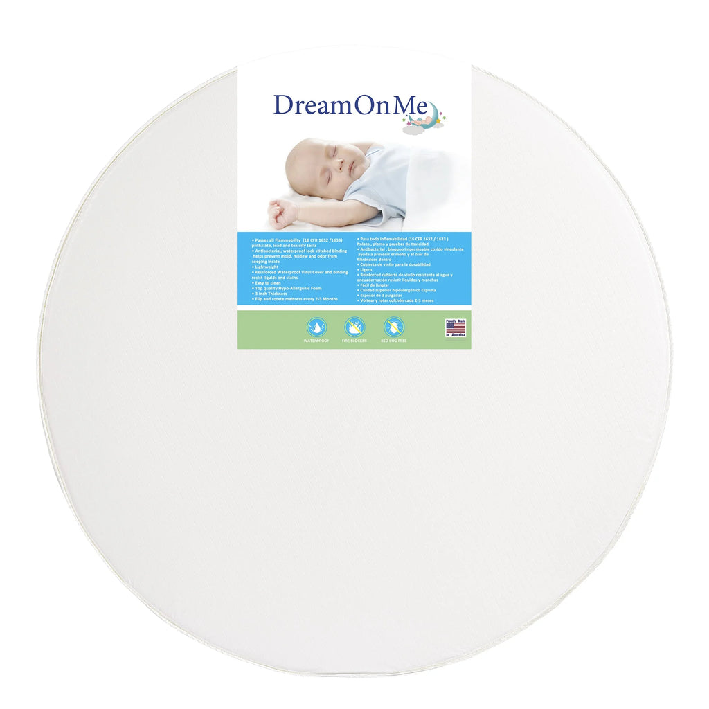 4” round Crib & Toddler Playmat Foam Mattress, Greenguard Gold