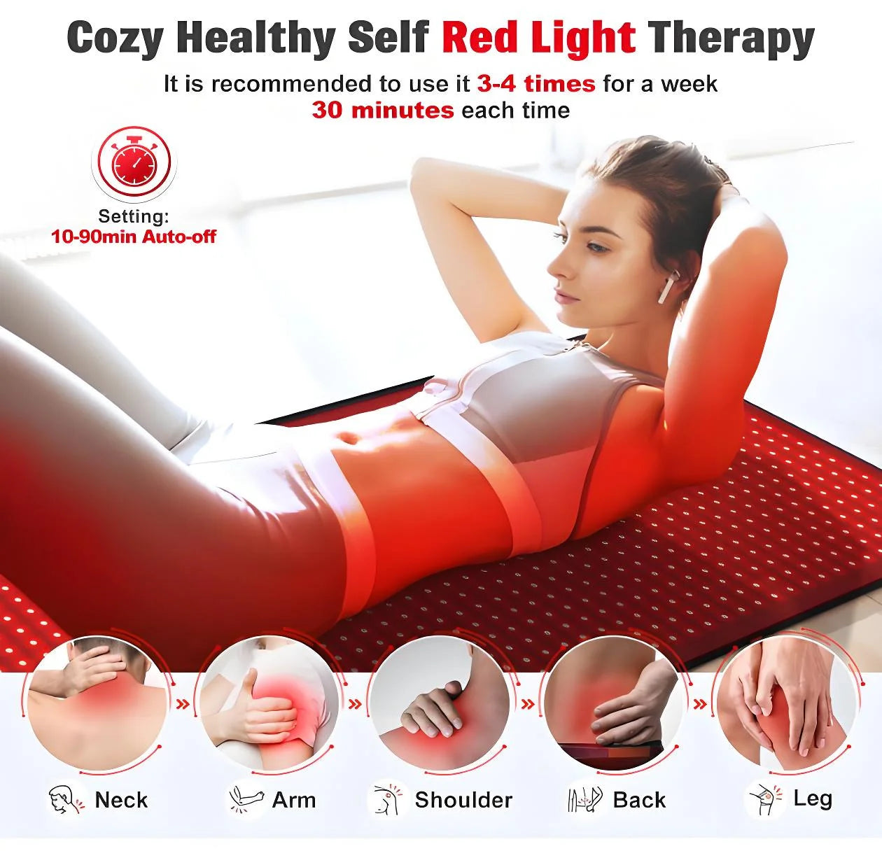 , Red Light Therapy Mat for Body, 31.5" * 11.8" Red Light Therapy Blanket Red near Infrared 660Nm 850Nm Full Body Pad, 1080 Leds Infrared Light Therapy for Body for Pain Relief, Improved Sleep