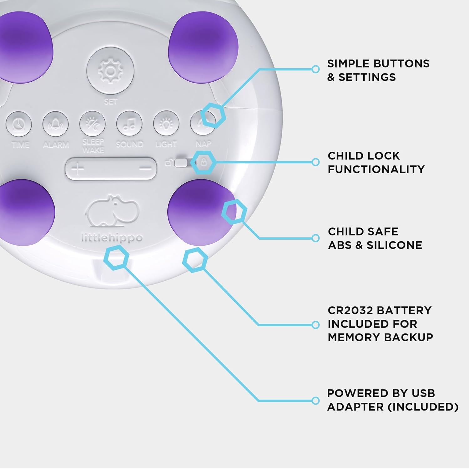 Mella: Kids Alarm Clock, Ready to Rise Children'S Sleep Trainer, Night Light, Sound Machine and OK to Wake for Toddlers and Kids - Bright Purple (Updated 2025)