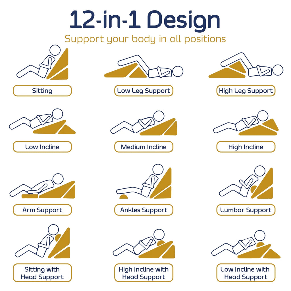 Memory Foam Adjustable Wedge Cervical Pillows, with Cooling Pillow Cover